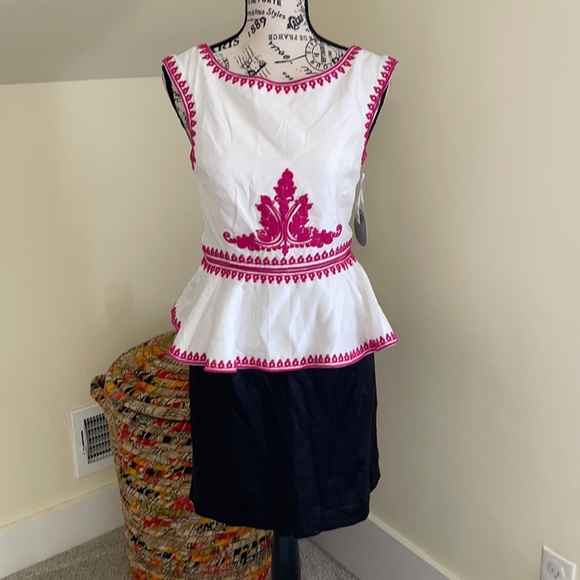 Pearl by Georgina Chapman Dresses & Skirts - Host Pick! NWT Pearl by Georgina Chapman of Marchesa White & Black Peplum Dress